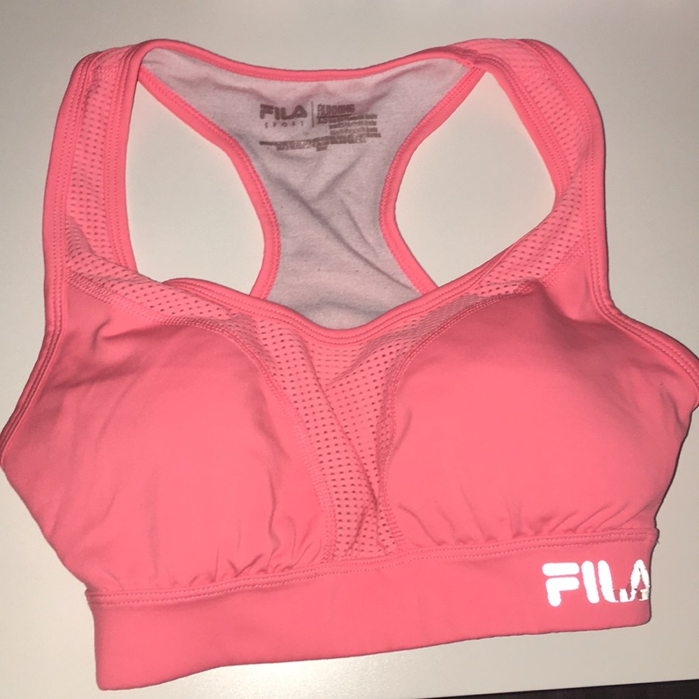 hot pink sports bra fila